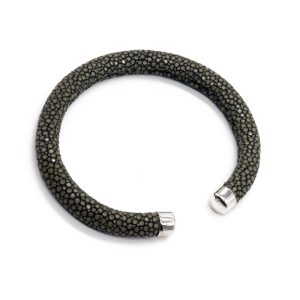 bracelet galuchat jonc rigide 6mm steel 1