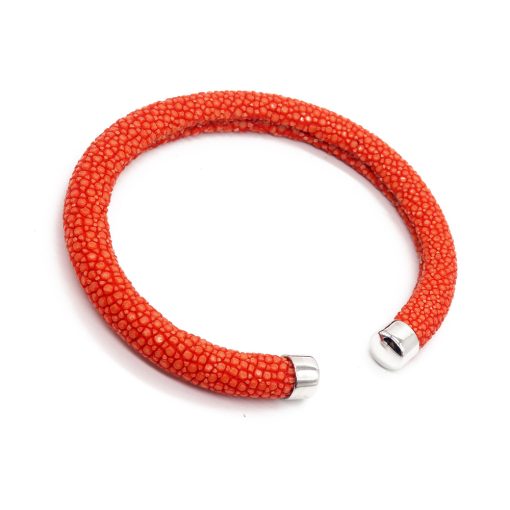 bracelet galuchat jonc rigide 6mm tangerine 1