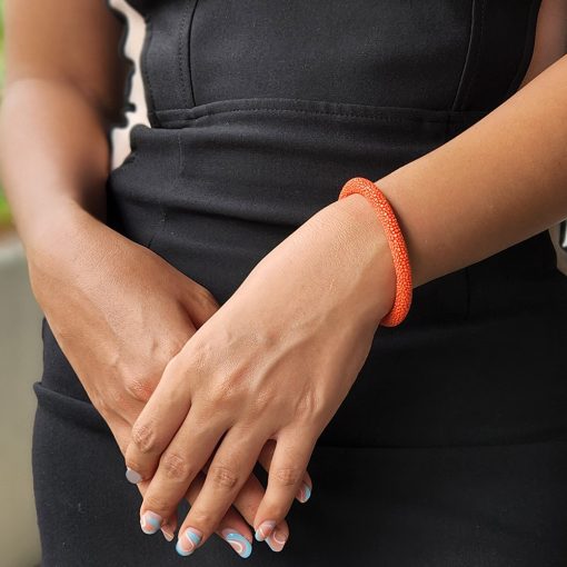 bracelet galuchat jonc rigide 6mm tangerine 2