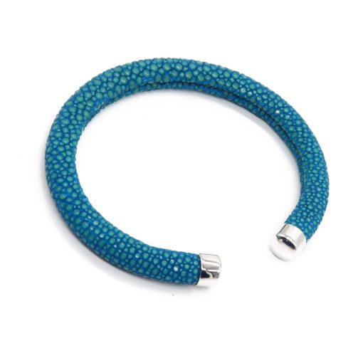 bracelet galuchat jonc rigide 6mm turquoise 1