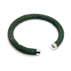 bracelet galuchat jonc rigide 6mm vert imperial 1