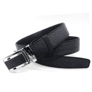 ceinture galuchat poli boucle automatique noir mdg 2