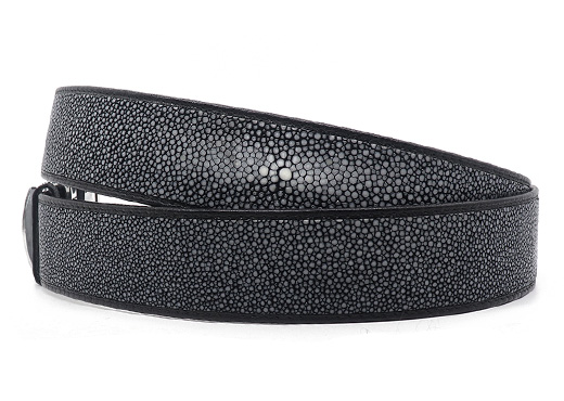 Ceinture en galuchat noir poli à boucle automatique 6 ceinture galuchat poli boucle automatique noir mdg 3