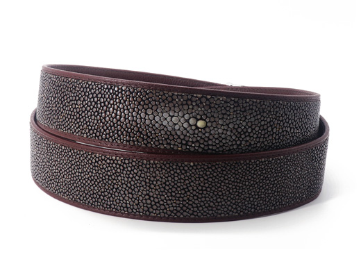 Ceinture en galuchat marron poli à boucle automatique 7 ceinture galuchat poli auto marron mdg 4