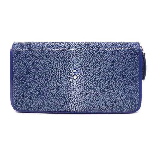 Long wallet with zip closure in stingray, Saphir color - Image 2