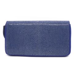 portefeuille long galuchat couleur bleu saphir 3