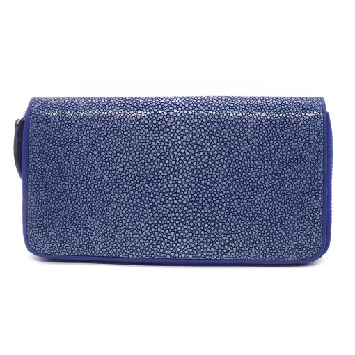 Long wallet with zip closure in stingray, Saphir color - Image 3