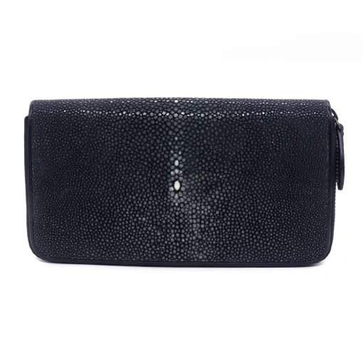 Long wallet with zip closure in black stingray - Image 2