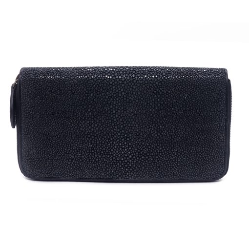 Long wallet with zip closure in black stingray - Image 3