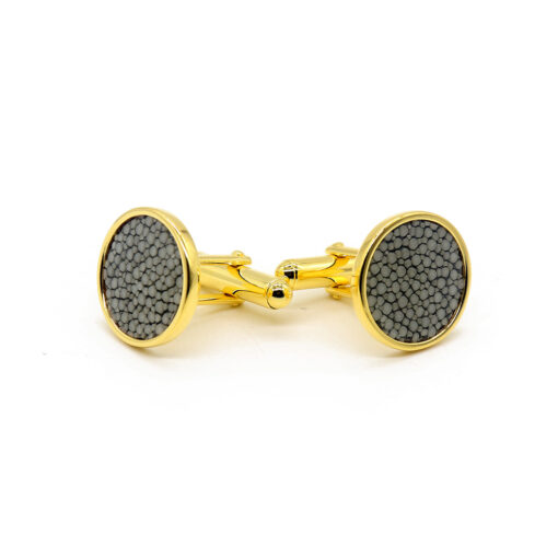 Cufflinks in 18k gold-plated silver and steel color stingray