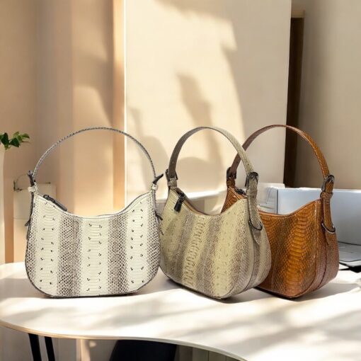 Genuine python leather hobo bag