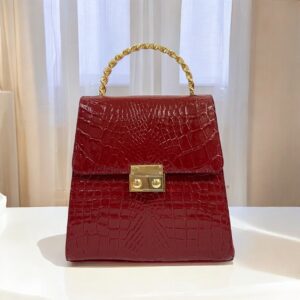 Crocodile leather bag with chain handle