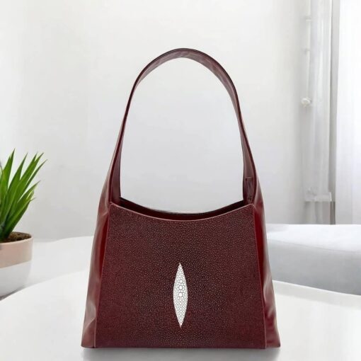 Sac Hobo Taille Grande en Cuir de Vache et Stingray 2